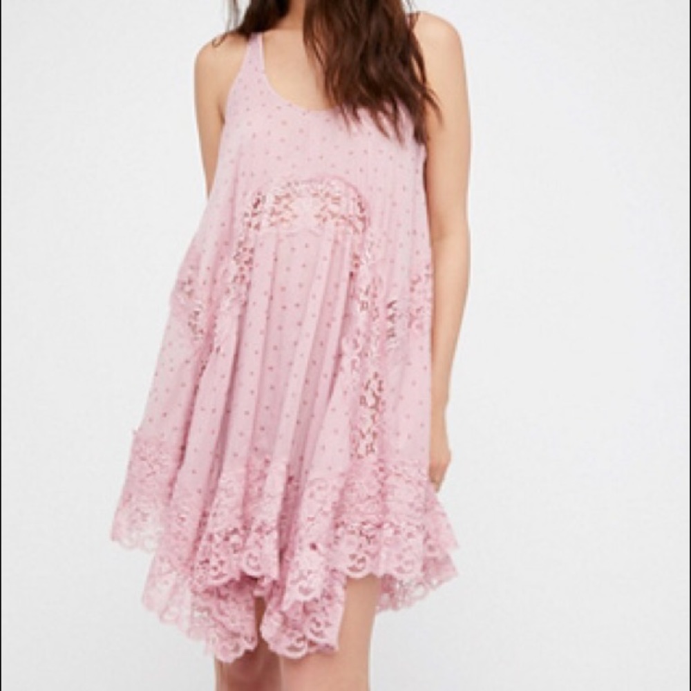 Pink lacy mini dress
